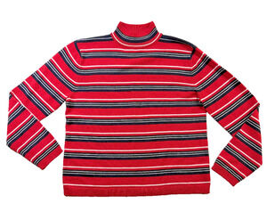 Pendleton Vintage Mock Neck Striped Sweater Women's Size M Red Black